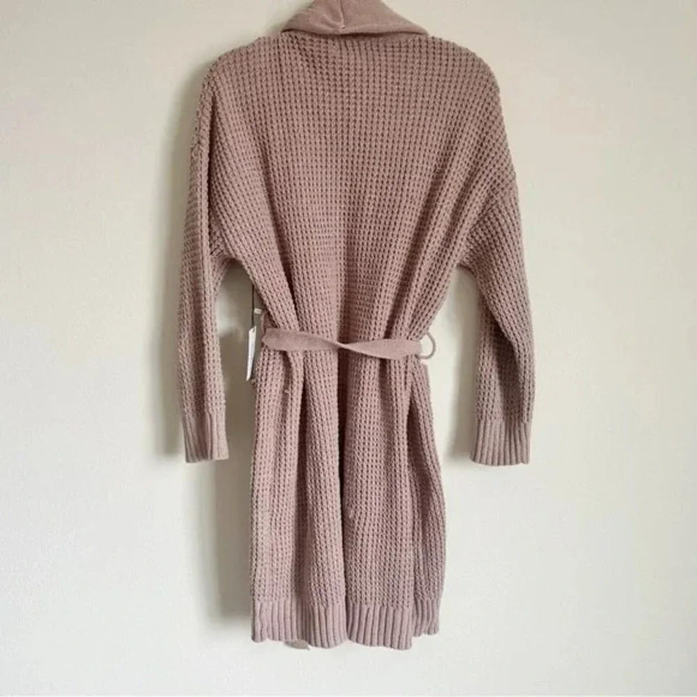 JASON WU I Women's Tan Waffle Knit Shawl Collar Belted Robe Cardigan I‎ SizeL